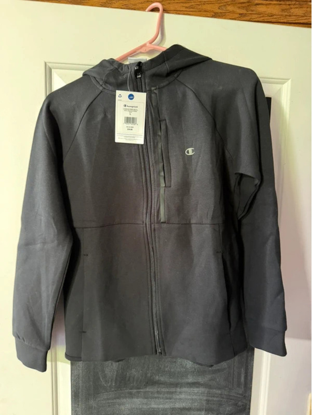Champion Youth L 14/16 Double Knit Full Zip Hoodie Black NWT